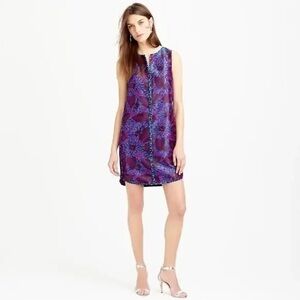 J. Crew Shift dress Floral Sleeveless - Purple and Blue Jacquard Size 2